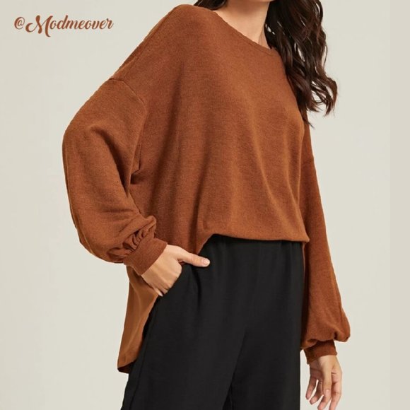 Mod Me Over Tops - NEW Rust Over-sized Lantern Sleeve Top